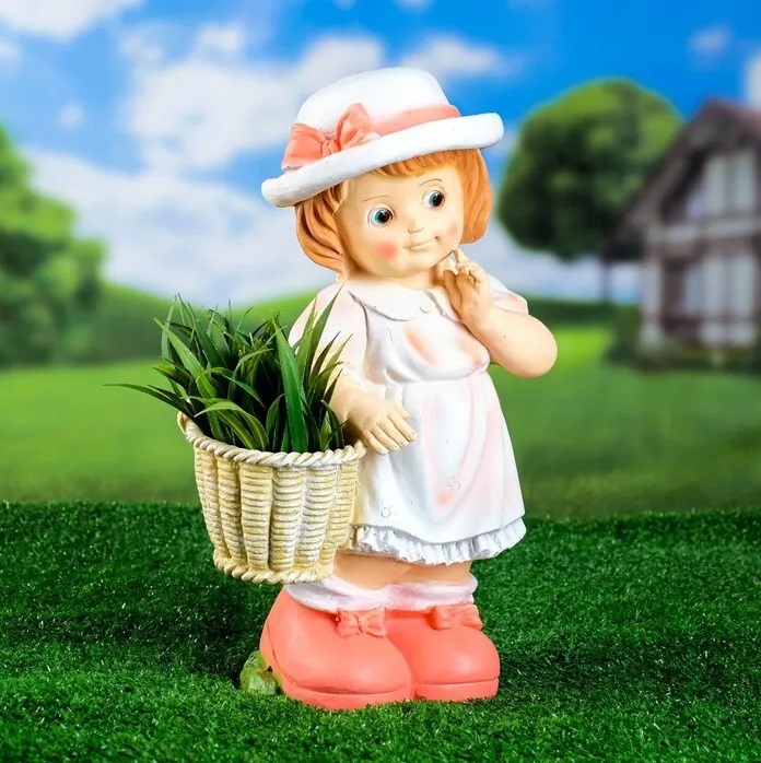 Фигура садовая: Девочка Лиза с корзинкой 40*18*13